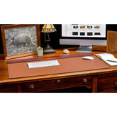 Mocha Leather Desk Pad, Top Rail, 34 x 20